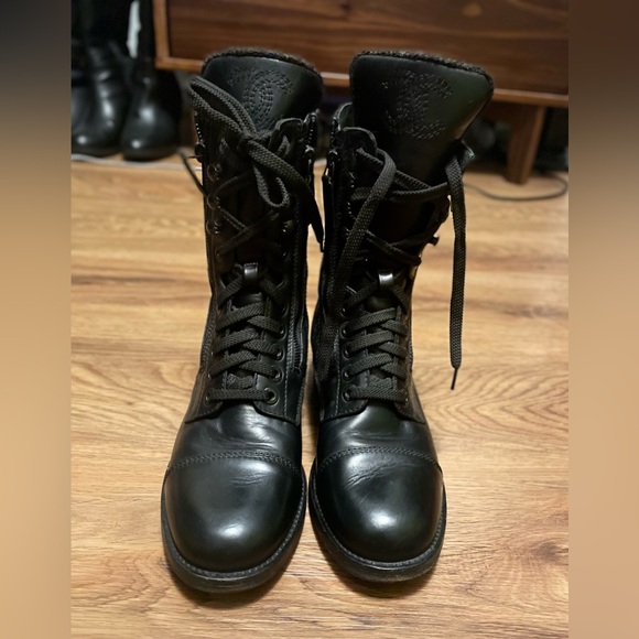 Chanel 2014 Interlocking CC Logo Combat Boots Women's Size: 9.5 | IT 39.5 - Picture 1 of 9